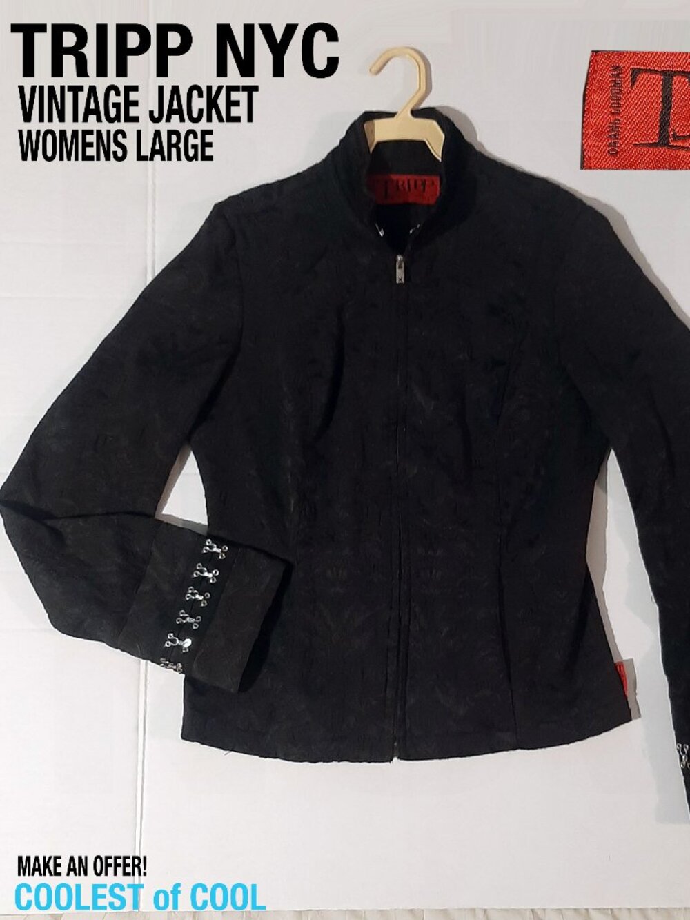 Vintage Tripp NYC Daang Goodman womens Large Black Corset Coat rare Y2K Goth Emo